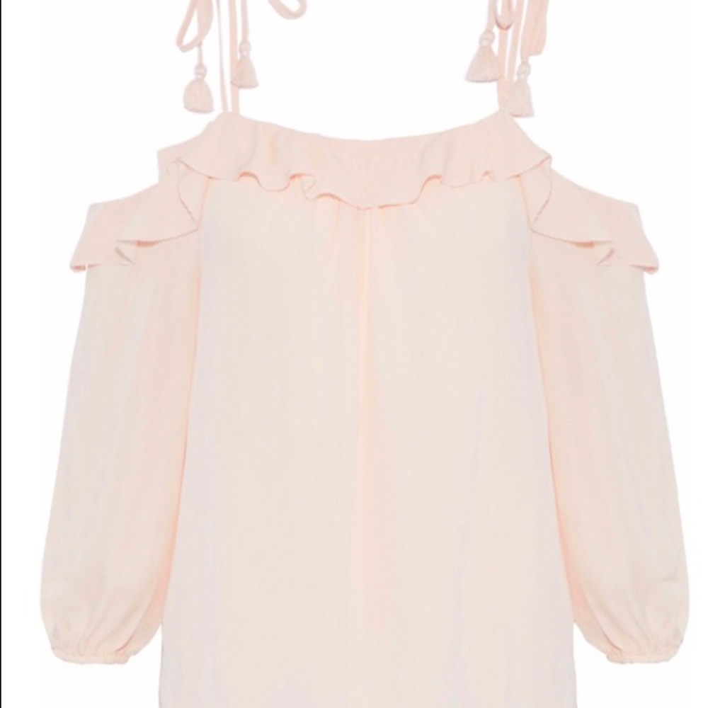 Joie Eugene Silk Off Shoulder Pink Blouse